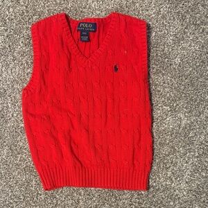 Polo by Ralph Lauren Men's V-Neck Red Sweater Vest